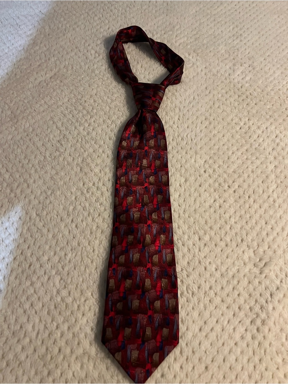 J Garcia. The Kabbalist collection. 100% silk. Red, blue, brown.